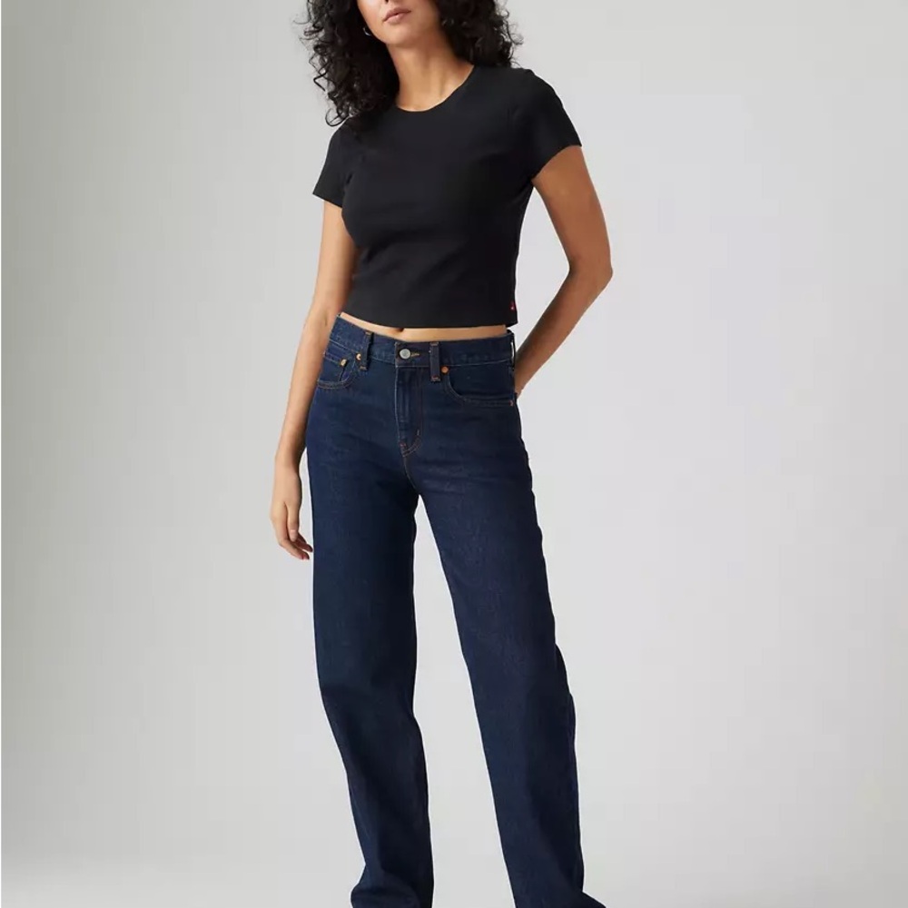 Levi's Blue Straight Leg Jeans High-Waisted Rigid Denim